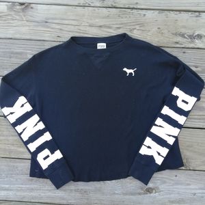 VS PINK black/white waffle knit top. Sz XS